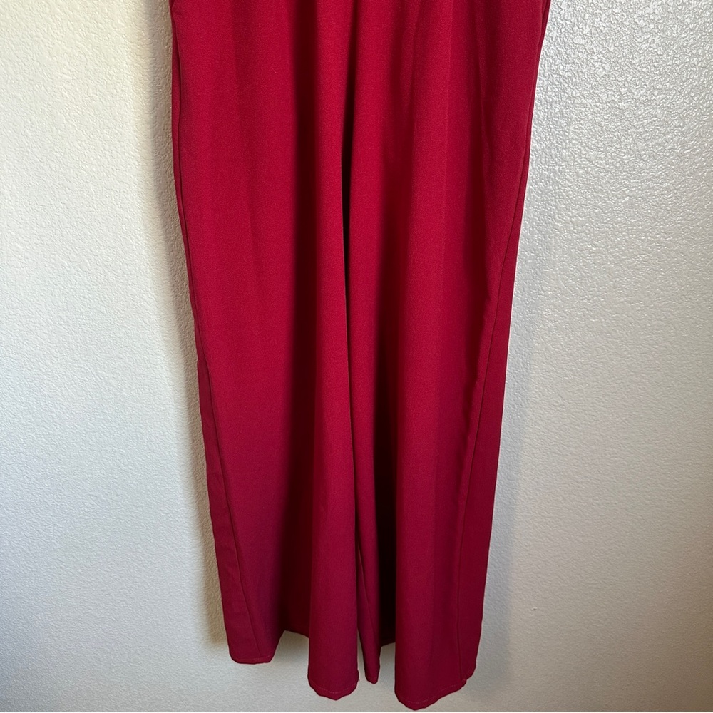 Julia Jordan Red Pantsuit Wide Leg Sz 2 Puff Sleeves - Picture 3 of 12